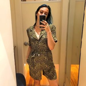 Mango Green Floral Pattern Romper